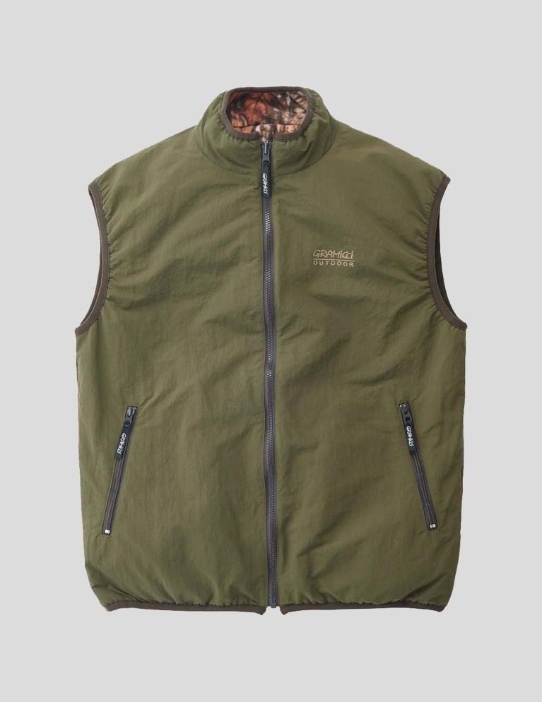 Chaqueta GRAMICCI reversível fleece vest leaf camo